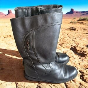 Black Leather Combat Boots